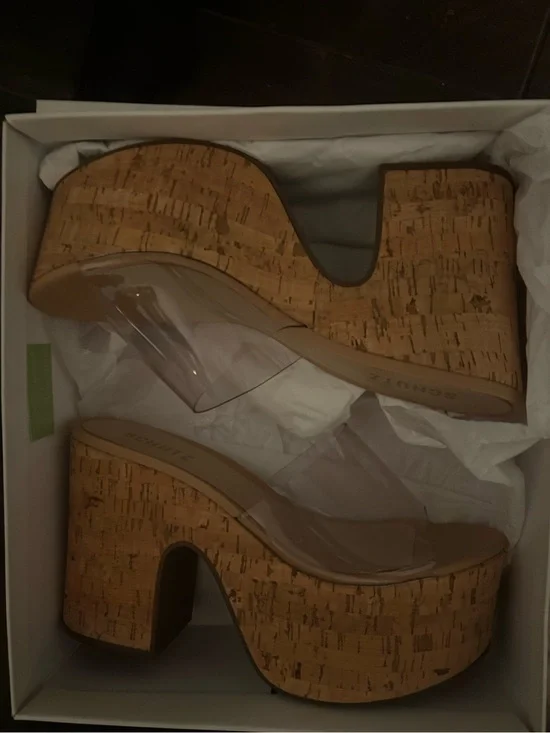 SCHUTZ Clear Slide Mule with Tan Footbed