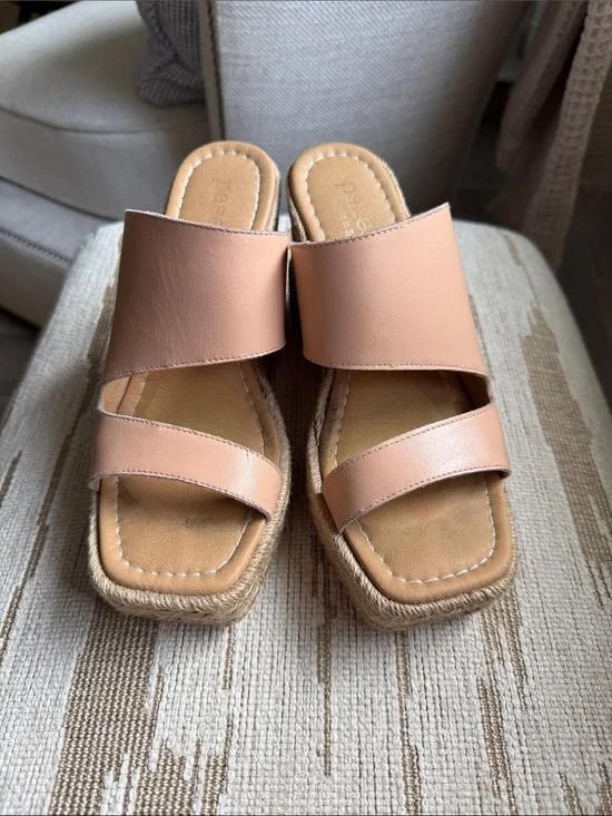 Paseart Women’s Tan Slide Espadrille Sandals 38 7.5