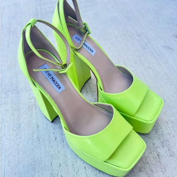 Steve Madden Neon Lime Platform Sandals