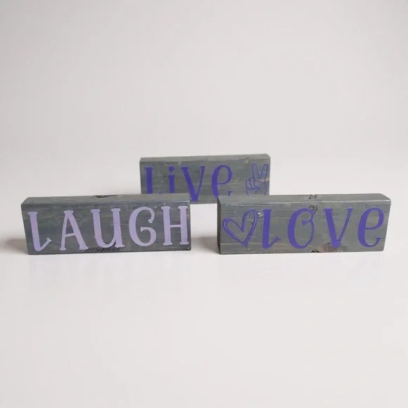 Live Laugh Love Table Top Decor Set - Purple and Gray