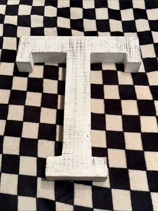 Hobby Lobby Distressed White Wooden Letter T