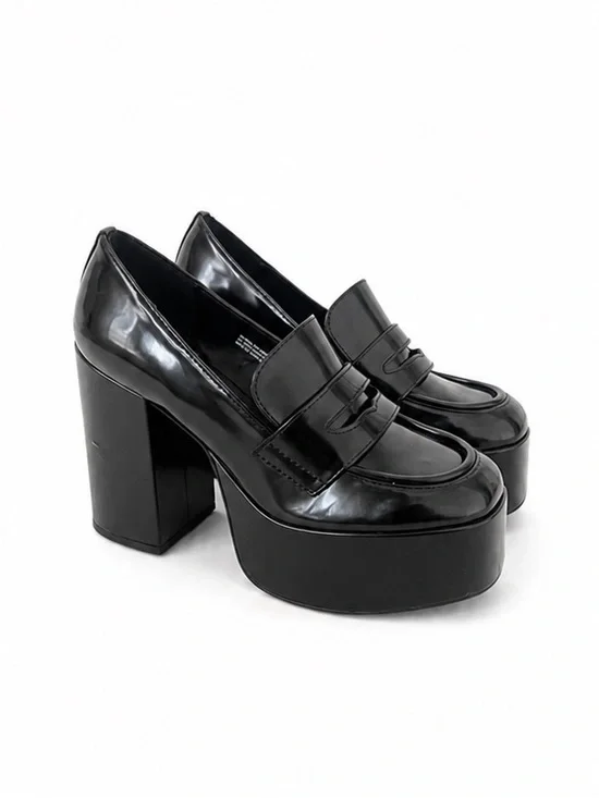 Madden Girl Cherilyn Platform Tailored Loafer Pumps Black Size 8.5