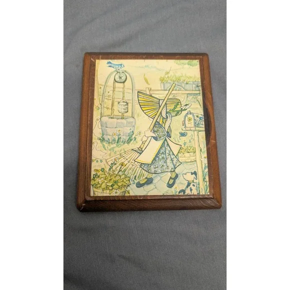 Vintage Holly Hobbie Style Wooden Wall Plaque Sunbonnet Girl Cottage Core