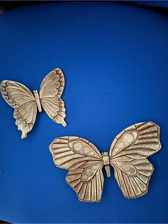 Vintage Gold tone Butterfly Wall Art Set - Decorative Metal Accent