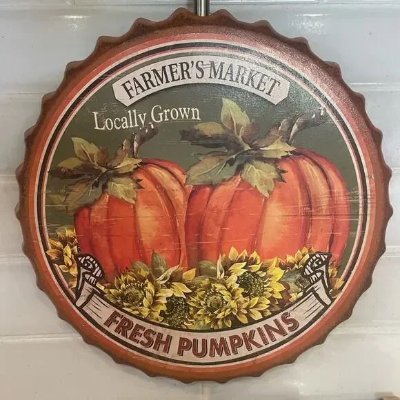 Farmer's Market Pumpkin Wall Art - aluminum metal Orange