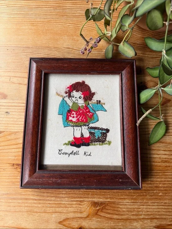 Campbell Kid Embroidered Framed Art