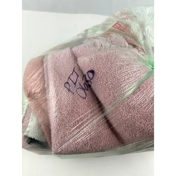 VTG 6x Cotton Blend Towel Soft Pink Red Floral‎ Bath Hand Towels Reversible