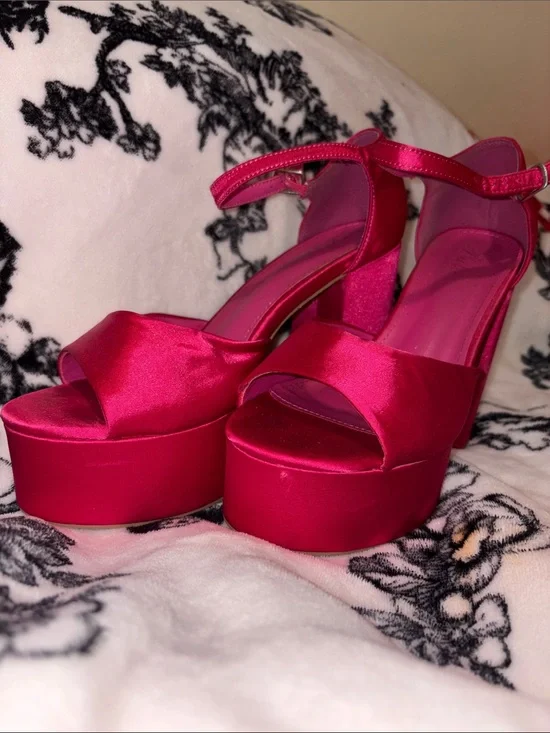 Pink Platform Ankle-Strap Heels