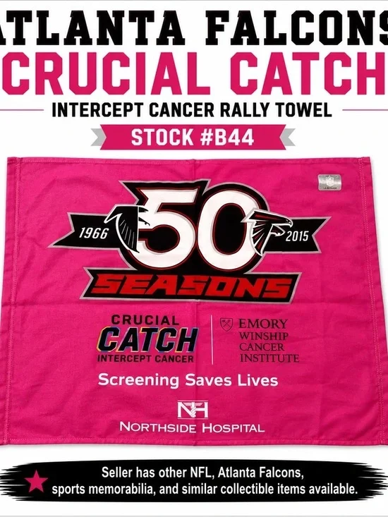 Atlanta Falcons Crucial Catch Rally Towel 50th Anniversary Northside Hospit #B44
