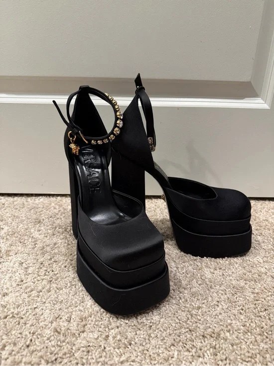Versace Medusa Black Platform Heels Size 38