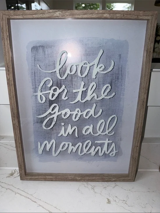 Look for the Good in All Moments Framed Wall Art - White & blue