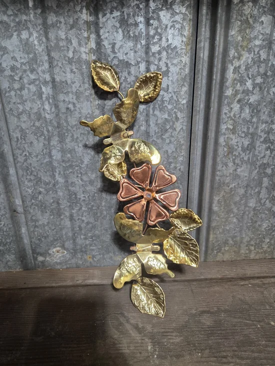 Home Interiors Gold and Copper Floral Wall Accent