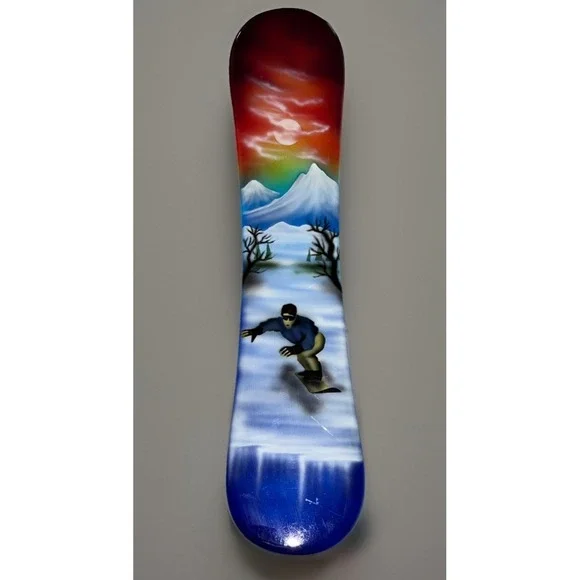 Airbrush Snowboard Wall Decor Lodge Resort‎ Ski Snow Cabin Folk Art Painting