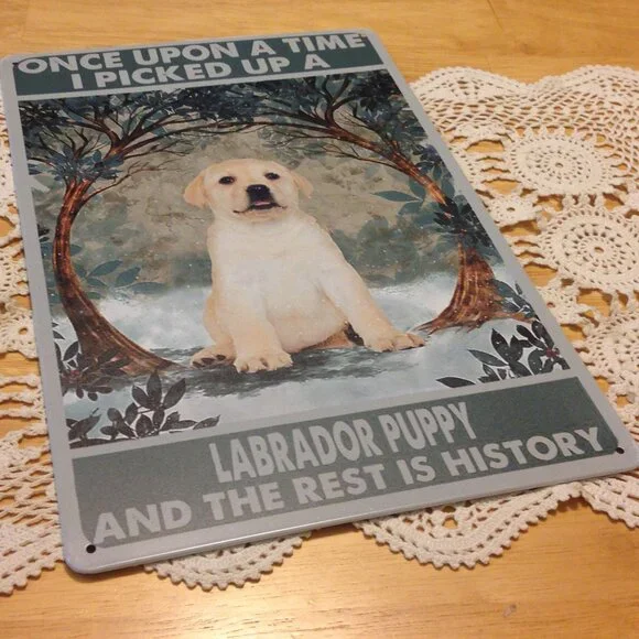 Labrador puppy,  thin metal sign, new
