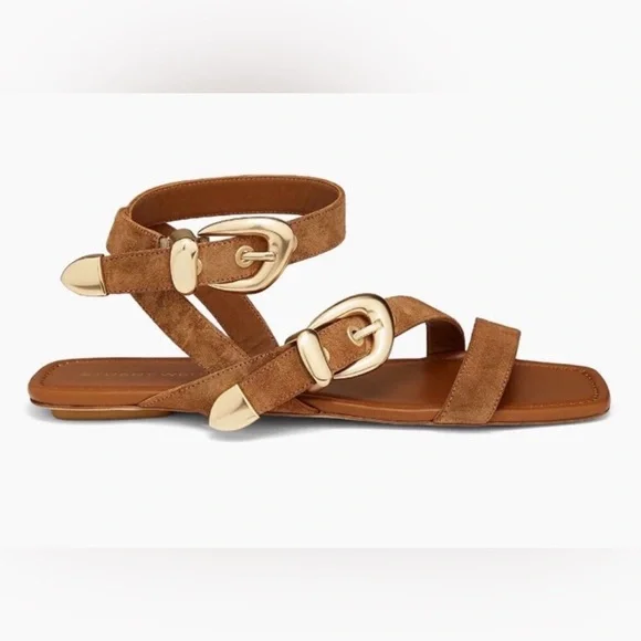 STUART WEITZMAN Maven Suede Flat Sandals FLATS Size 8B