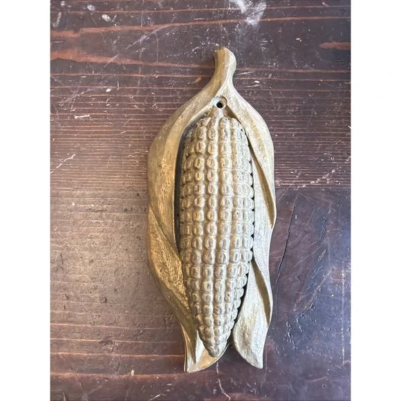 Vintage Brass Corn Corncob Farmer Advertising Door Knocker