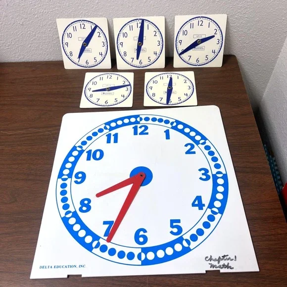 Vintage Clock Teach Analog Demonstration Teacher Large‎ Size K-3rd W/ 5 Student