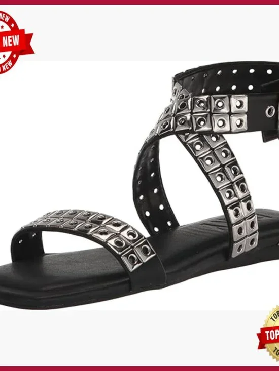 Studded Gladiator Sandals with Ankle Strap, Suede Leather, Stiletto Heel