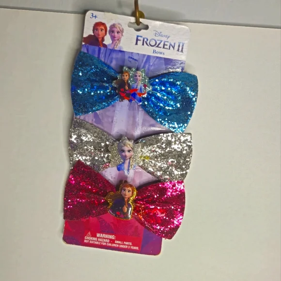 DISNEY FROZEN‎ 2 GIRLS BOWS GLITTER