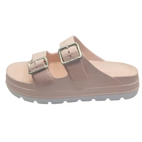 J/Slides Light Pink & White Simply B Platform Beach Summer Sandals