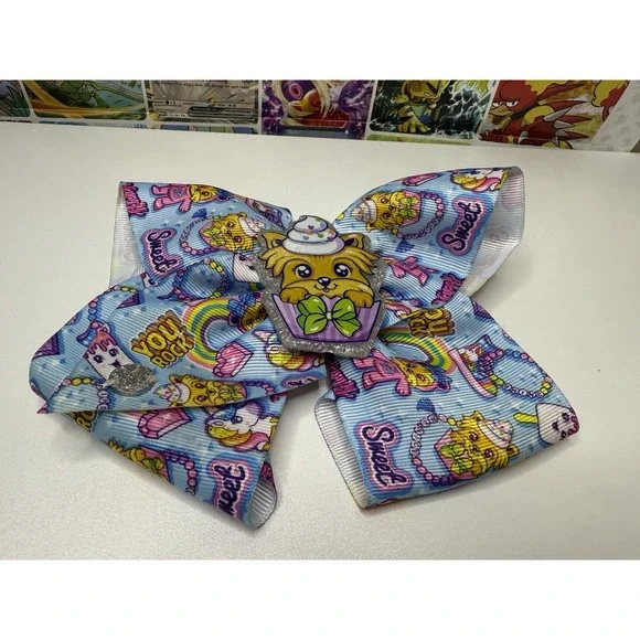 JoJo Siwa Boutique Hair Bow Rainbow Cupcake‎ Glitter Clip 6x6