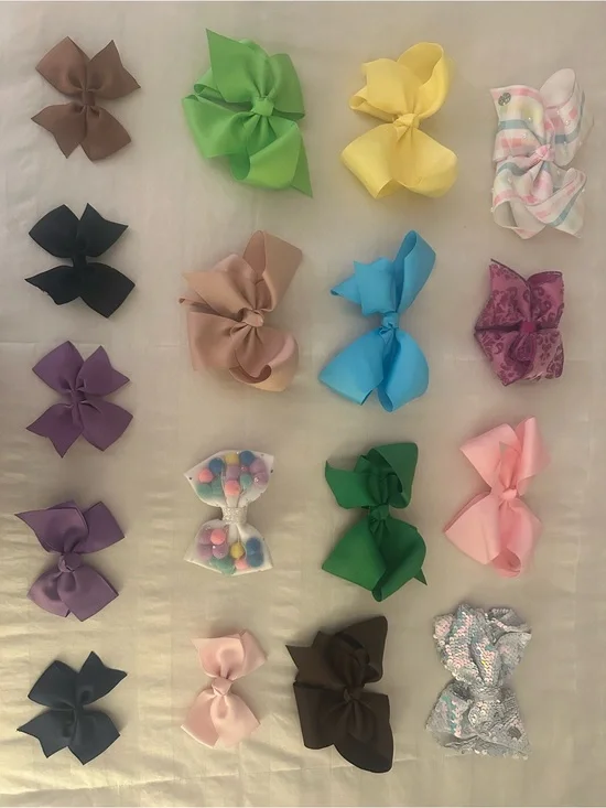 Assorted Kids Ribbon Hair Bows - Pastel & Bright Colors