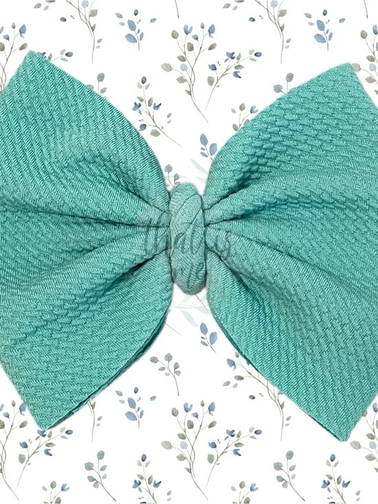 Teal Fabric Kids Hair Bow Large