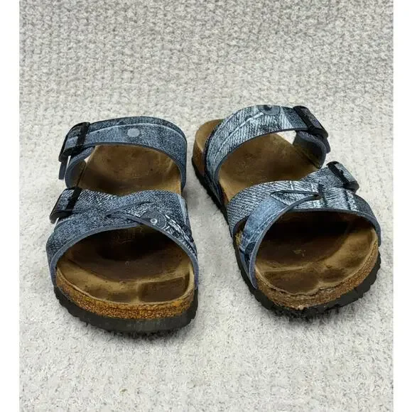 Papillio by Birkenstock Blue Denim Print Sandals Size 7 AS IS #79757