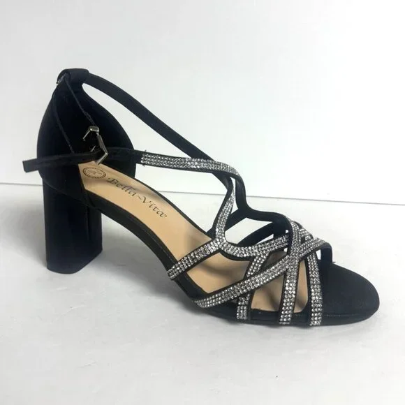 Bella Vita Women’s Aliette Sandal Black Metallic Size 8 M