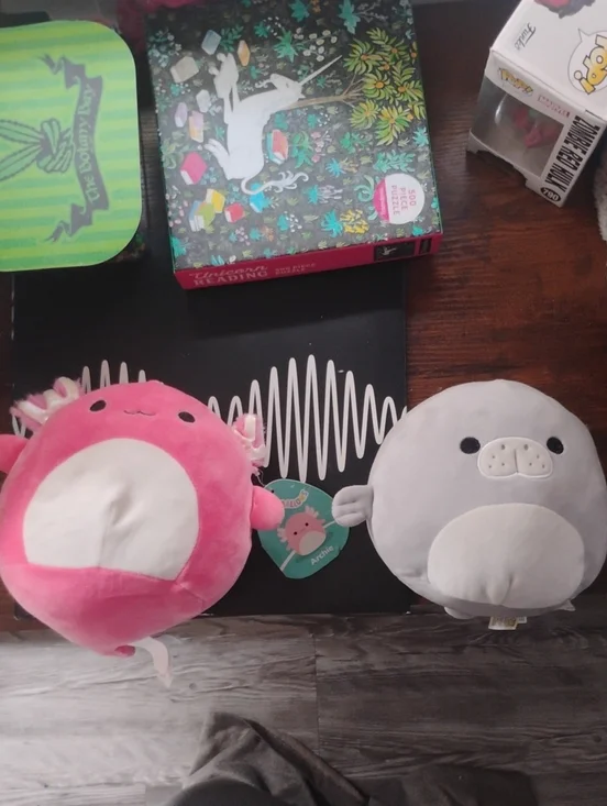 Plush Axolotl & Walwarus Squishmellow Plushie Duo - Pink and Gray Kids Soft Toys