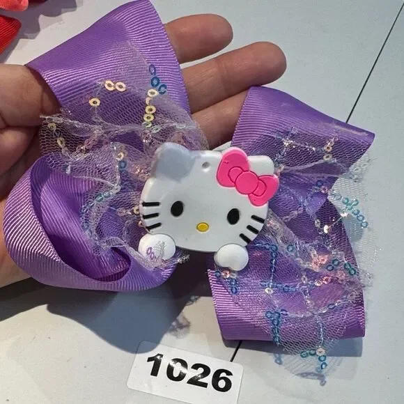 1026 Purple Color Hello Kitty Hair Bow Alligator‎ Clip