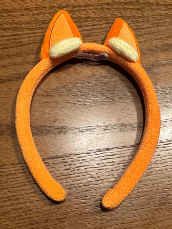 Bluey show Bingo Headband Ears Orange Plush Dog Ear Headband with Cream Accents