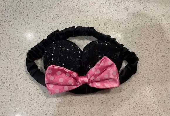 Disney Baby Minnie Mouse Sequin Ears Elastic Headband with Polka Dot Bow
