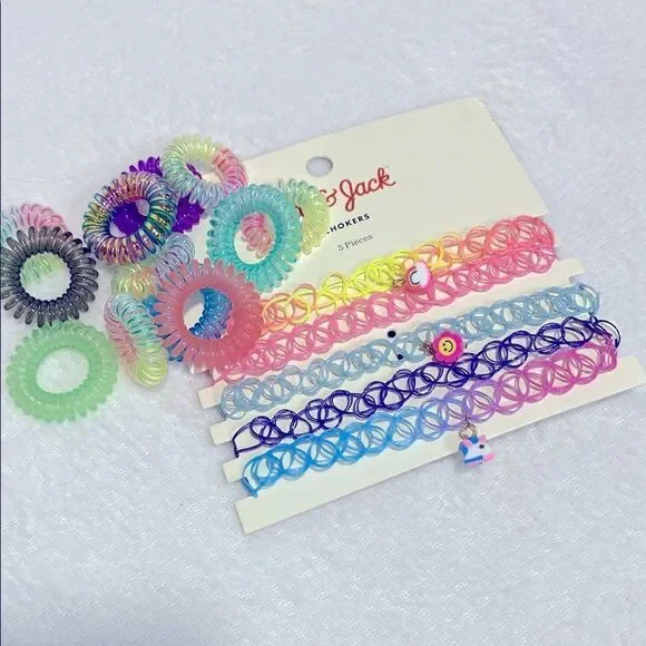 Girls Pastel Stretch Choker and Hair Tie Set