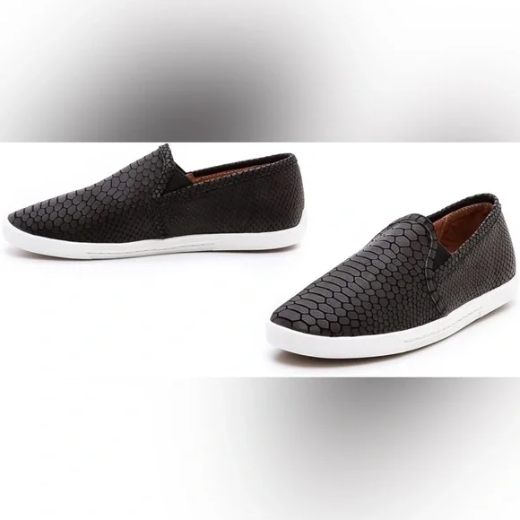 Joie black snakeskin embossed leather sneakers