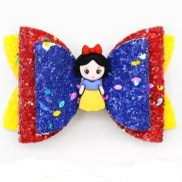 Princess Snow White Girls Hair Bow Clip 3 Inches