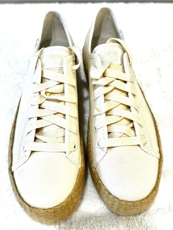 NWOT Keds Cream Canvas Lace-Up Espadrille Platform Sneakers