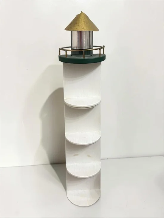 Vintage Wooden 26” Lighthouse Trinket Display Freestanding Or Wall Hanging Shelf