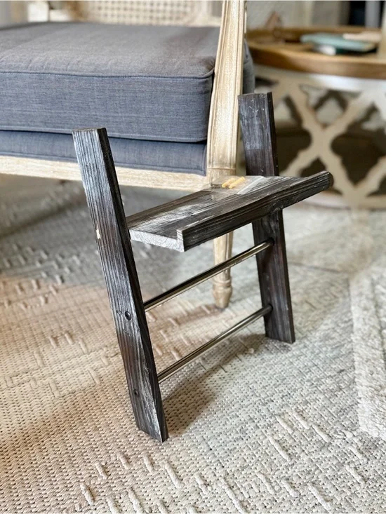 Rustic Ladder Shelf with Hanging Bars