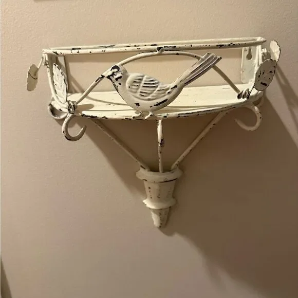 Cream Boho Bird half circle Metal Shelf Decorative Wall Shelf