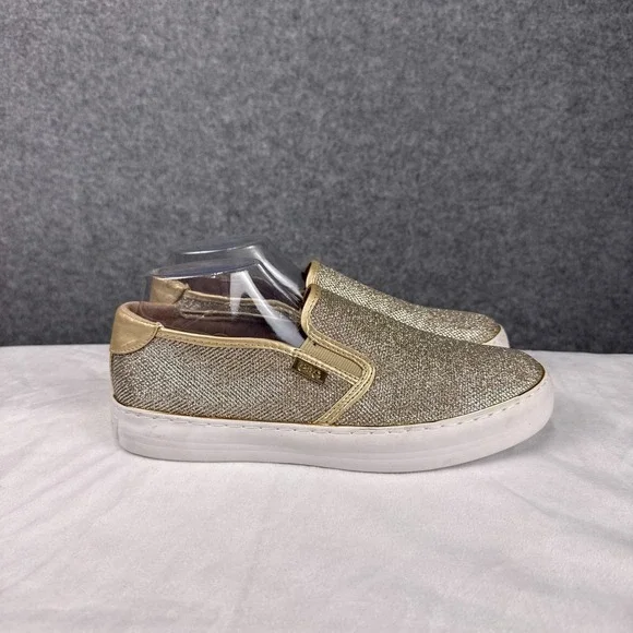 G by GUESS Sneakers GGGREDDA-T Size 10M Gold Glitter Metallic Slip On Shoes