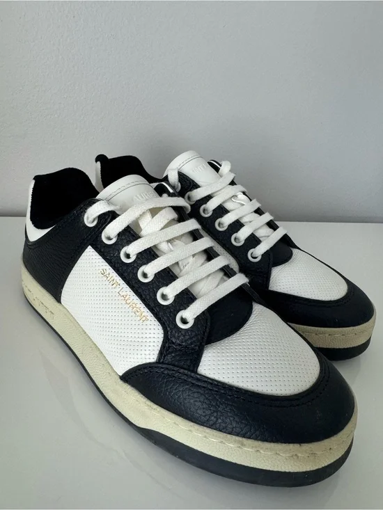 Saint Laurent Black & White Low-Top Sneakers for Women