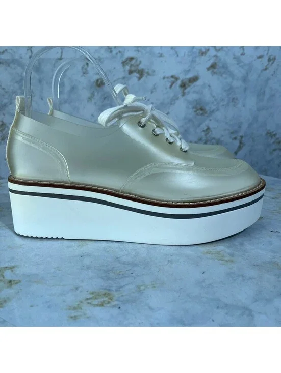 Jessica Simpson Women's Size 9M Shoes Clear White Foggy Comfort Platform Oxfords