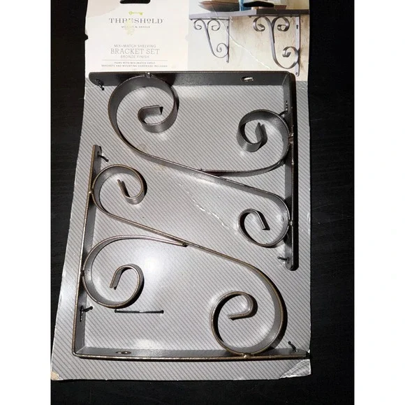 Threshold Mix+Match Shelving‎ Bracket Set Bronze Finish Scroll Metal Target New