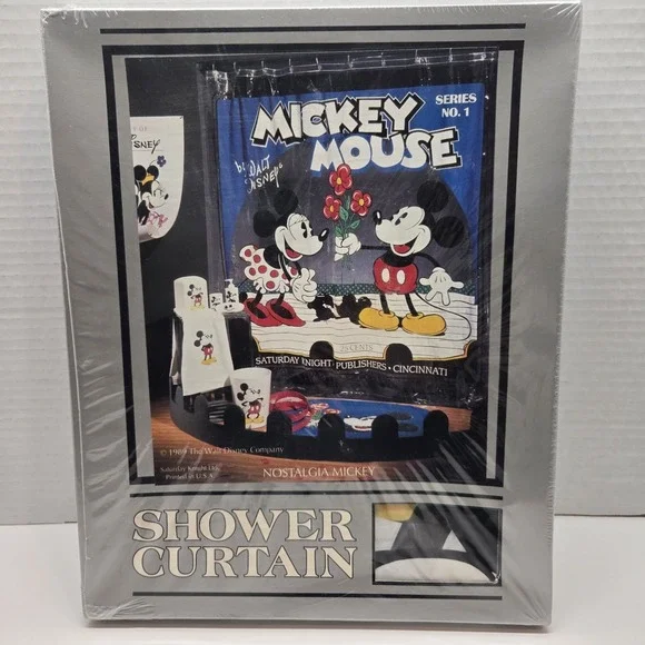 New Vtg 1989 MICKEY‎ MOUSE Shower Curtain Vinyl Disney USA Nostalgia Mickey Nos