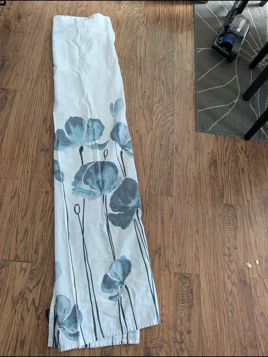 White Shower Curtain with Blue Floral Print