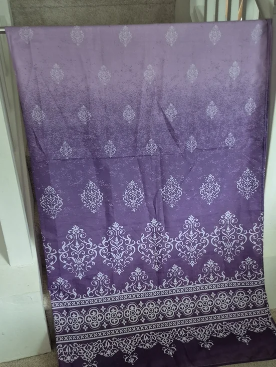 Purple Damask Printed Fabric Shoer Curtain