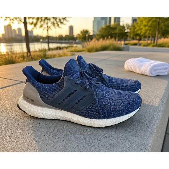 Adidas UltraBoost 3.0 Running Shoes Blue Knit Sneakers‎ Size 8 BA8928 Athleisure