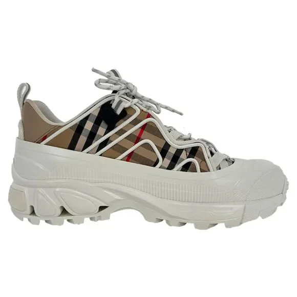 Burberry Arthur Vintage Check Sneakers in Beige Canvas