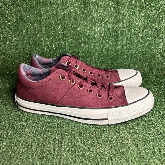 NEW Converse All Star Madison Plaid Canvas Low Top Sneaker Burgundy Womens Sz 8